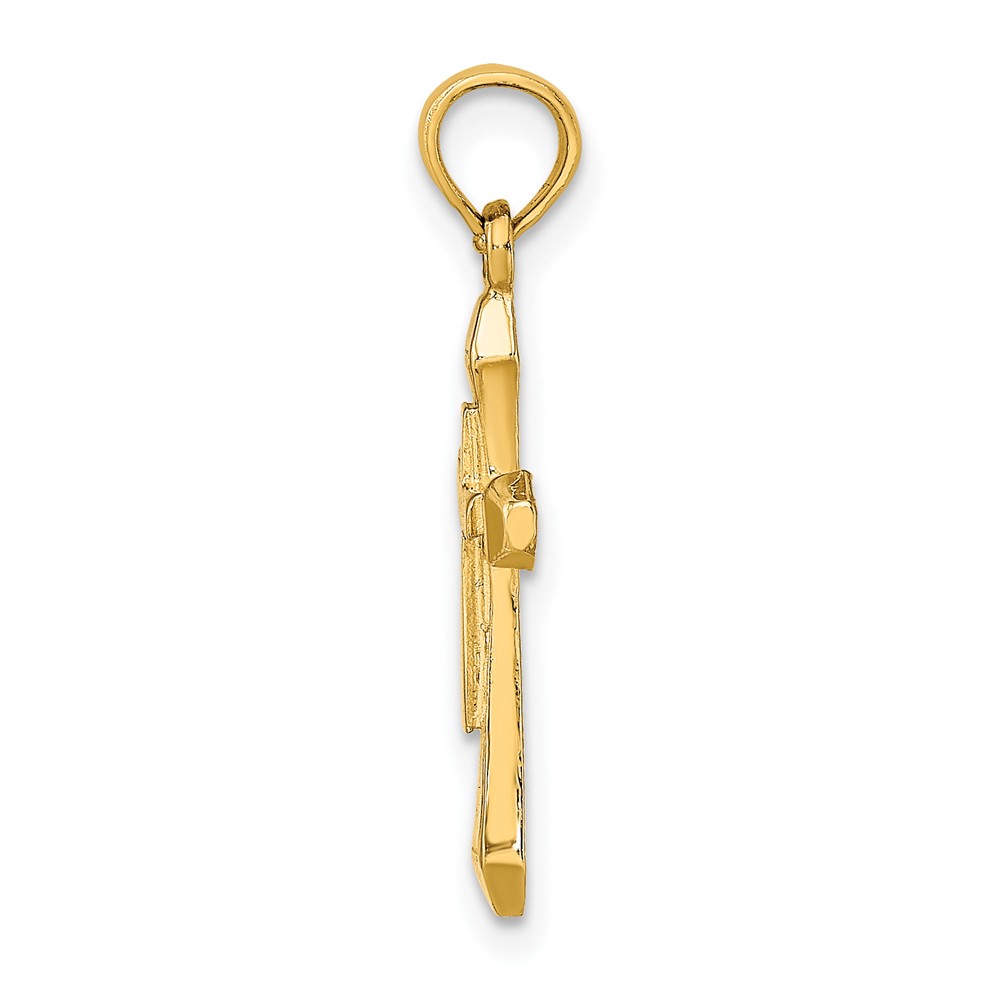 10K Polished Beveled Tips Cross Charm (10K8370)