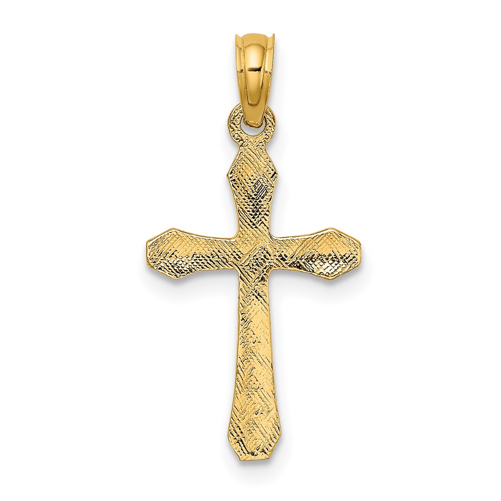 10K Polished Beveled Tips Cross Charm (10K8370)