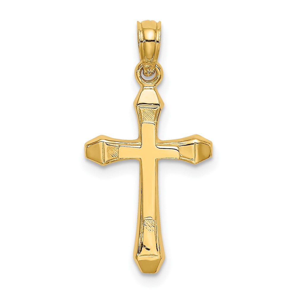 10K Polished Beveled Tips Cross Charm (10K8370)