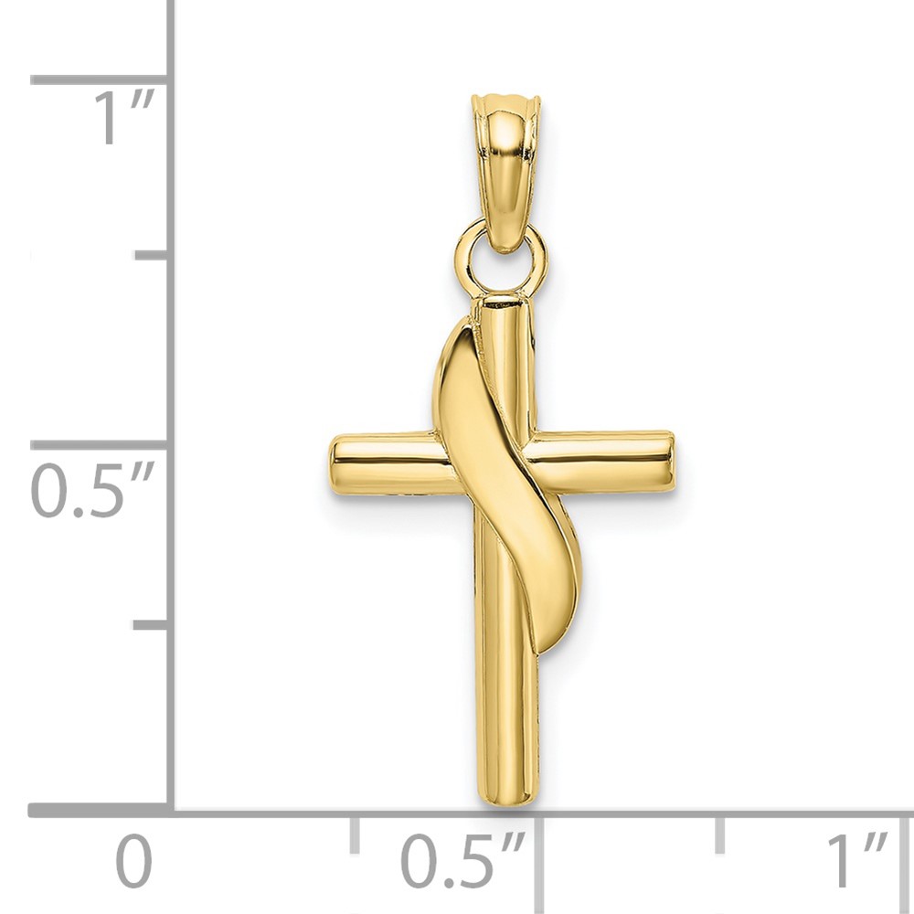 10K Polished W/ Banner Cross Charm (10K8371)