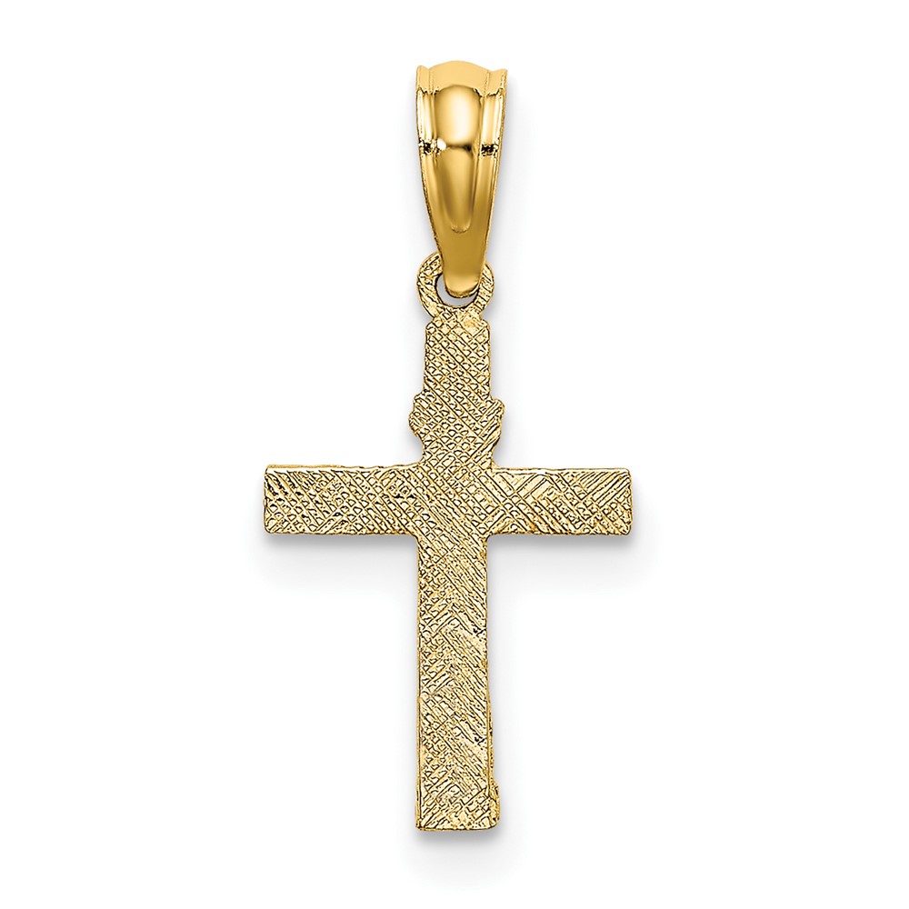 10K Textured Mini Cross w/ Heart Charm (10K8372)