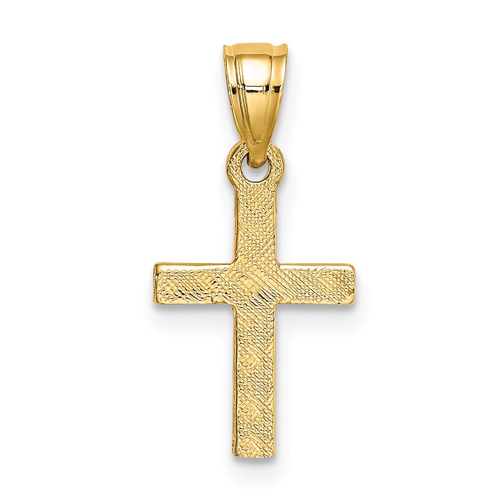 10K Diamond Shape Center Mini Cross Charm (10K8373)