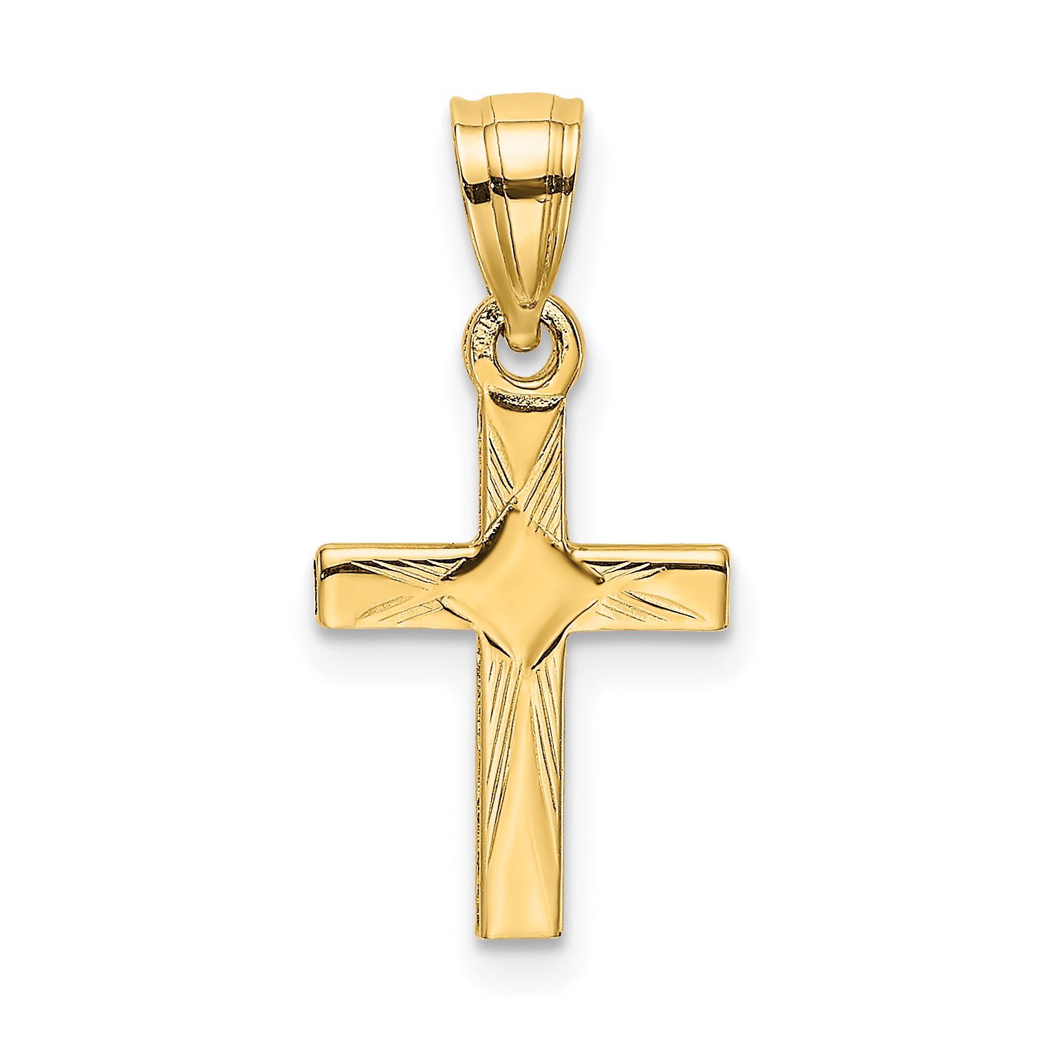 10K Diamond Shape Center Mini Cross Charm (10K8373)