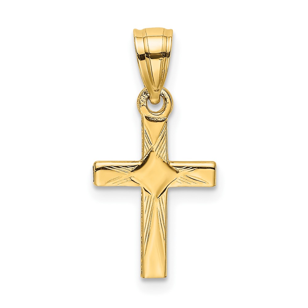 10K Diamond Shape Center Mini Cross Charm (10K8373)