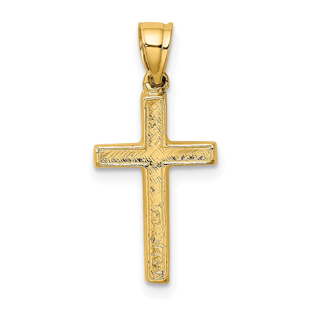 10K Polished and Engraved Cross W/ Heart Center Charm (10K8374)