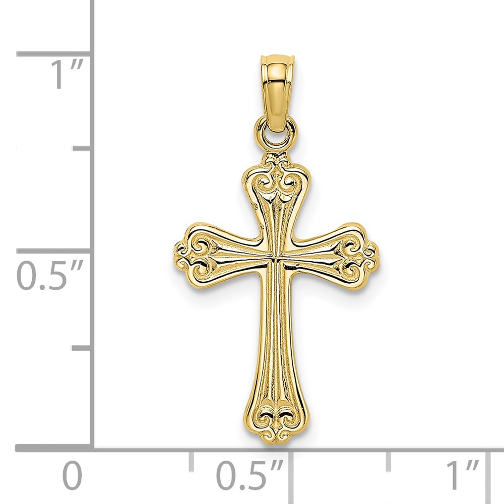 10K Polished Engraved Cross Charm (10K8376)