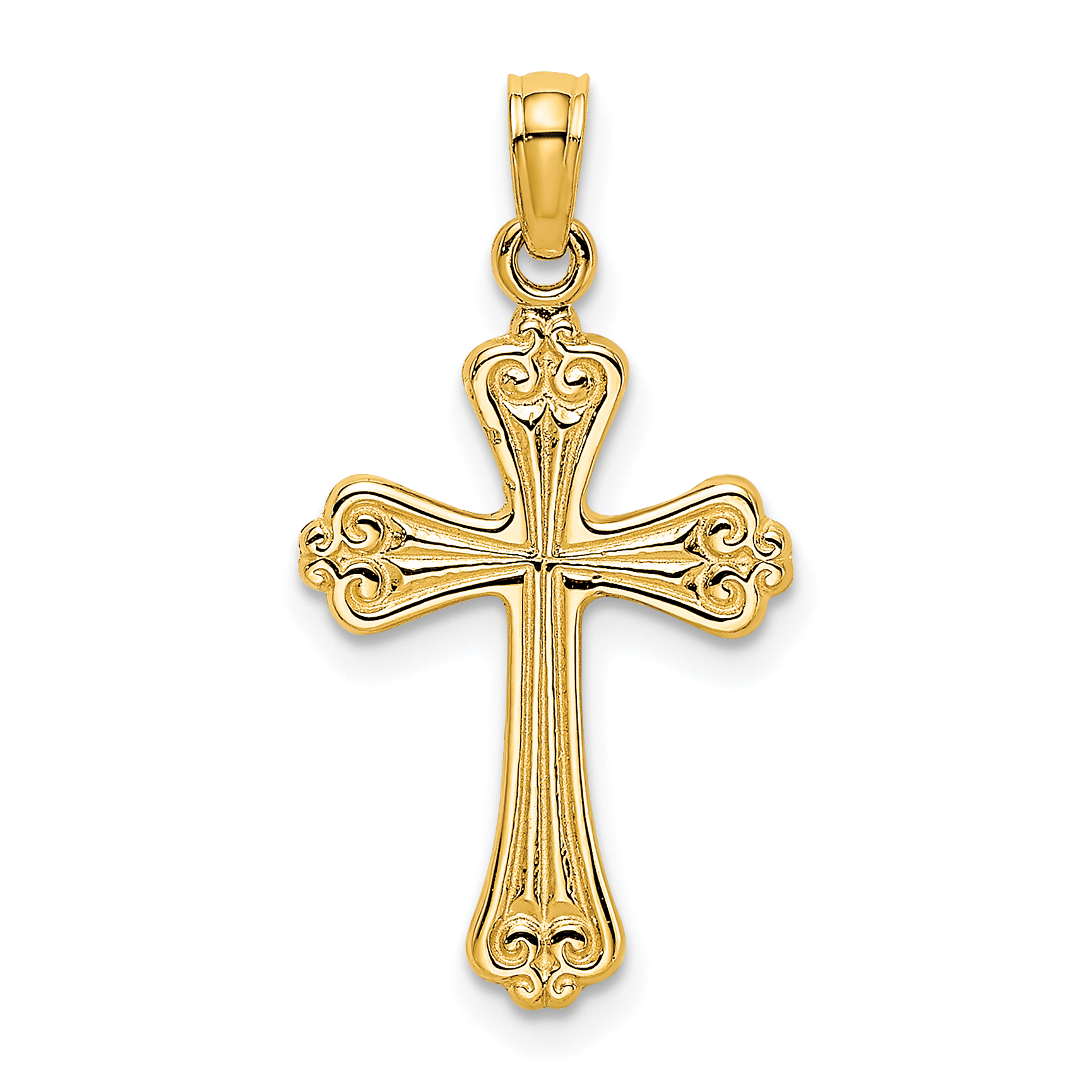 10K Polished Engraved Cross Charm (10K8376)