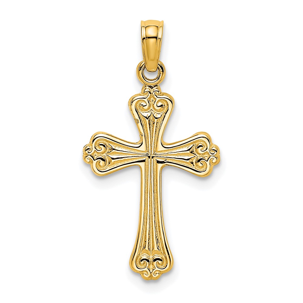 10K Polished Engraved Cross Charm (10K8376)