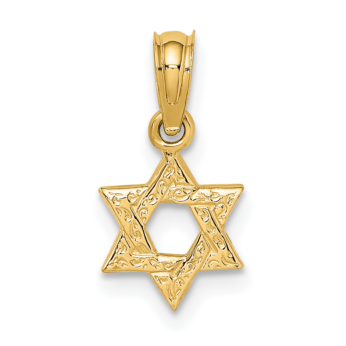 10K Mini Star Of David w/ Engraved Swirl Charm (10K8385)