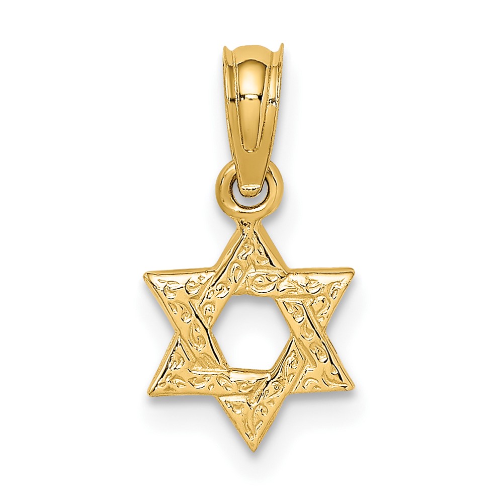 10K Mini Star Of David w/ Engraved Swirl Charm (10K8385)