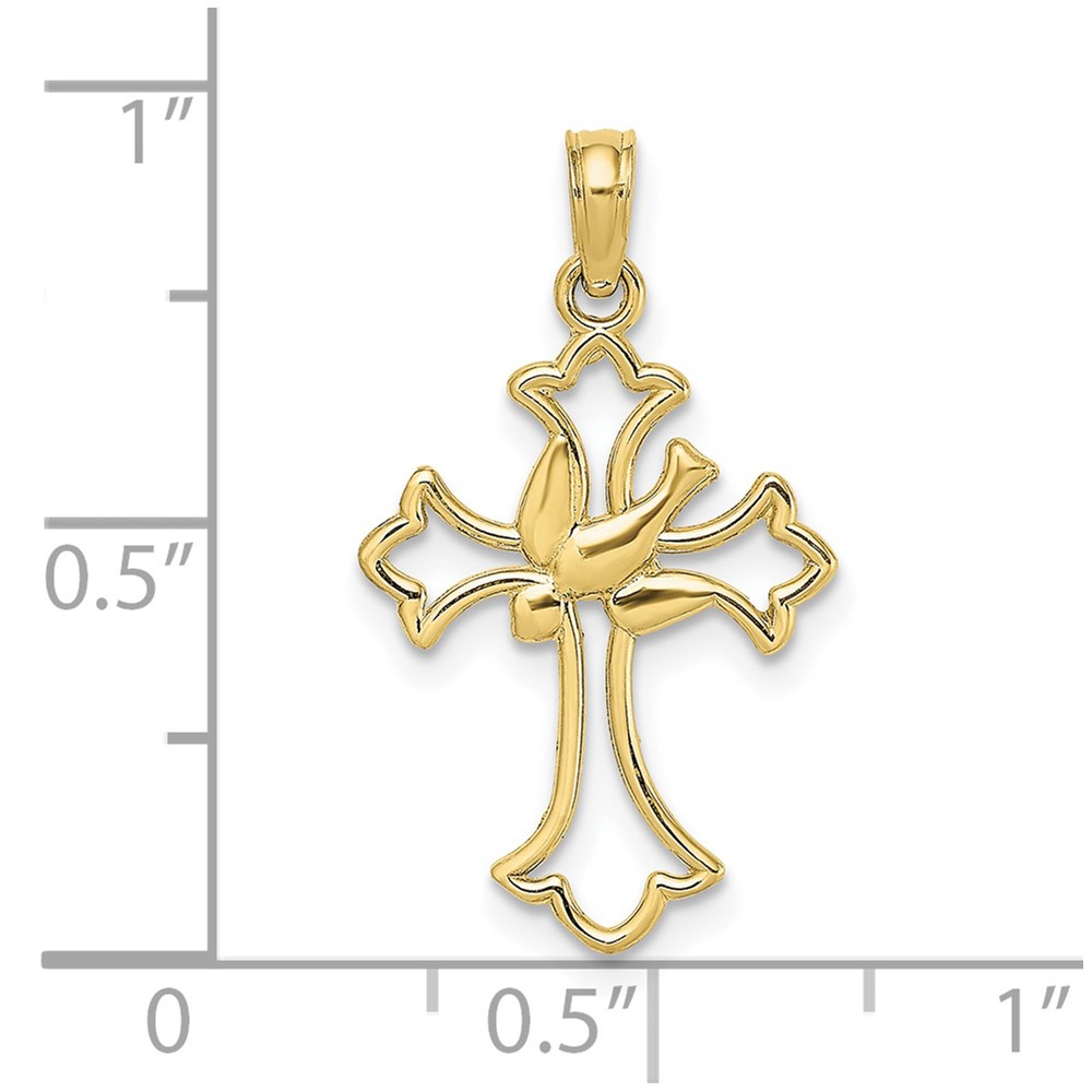 10K Cut-Out Dove Center Cross Charm (10K8399)