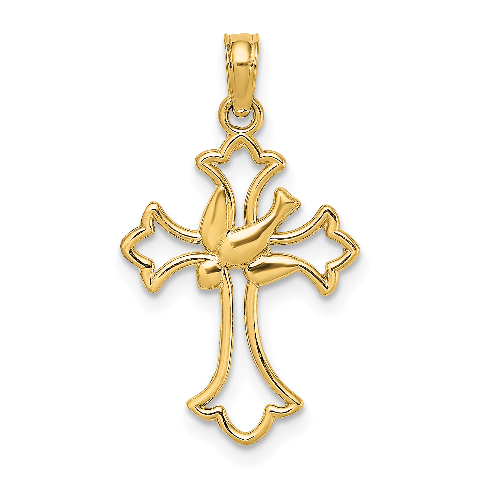 10K Cut-Out Dove Center Cross Charm (10K8399)