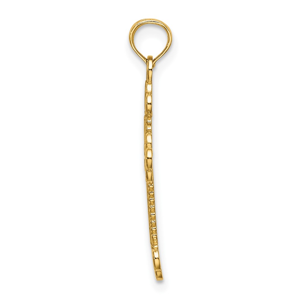 10K Textured and Cut-Out W/ Rope Frame Block Cross Charm (10K8407)