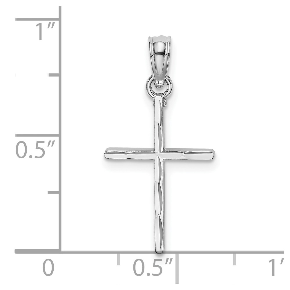 10K White Gold D/C and Polished Cross Charm (10K8409W)