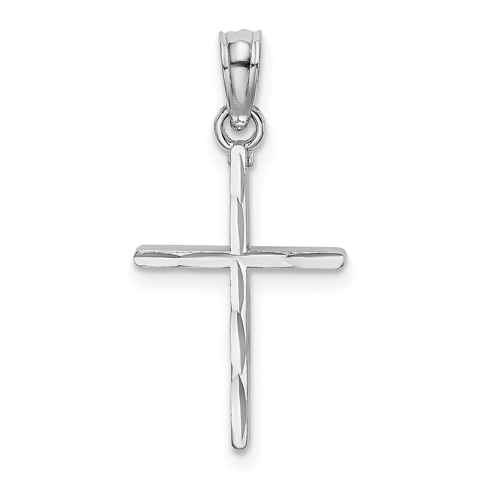 10K White Gold D/C and Polished Cross Charm (10K8409W)