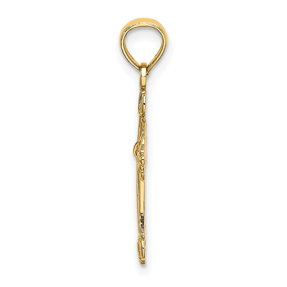 10K Cross W/ Scroll Tips and Button Center Charm (10K8416)