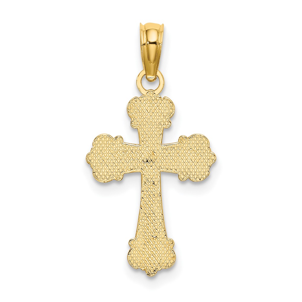 10K Cross W/ Scroll Tips and Button Center Charm (10K8416)