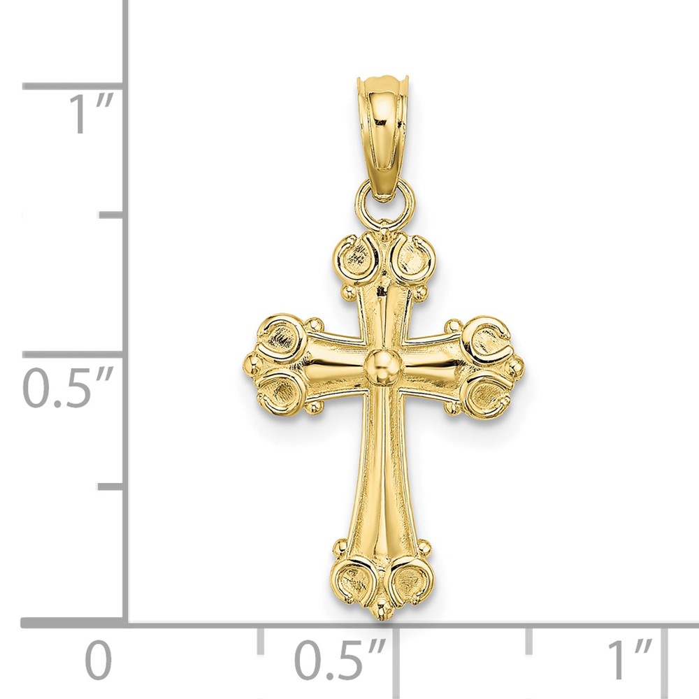 10K Cross W/ Scroll Tips and Button Center Charm (10K8416)