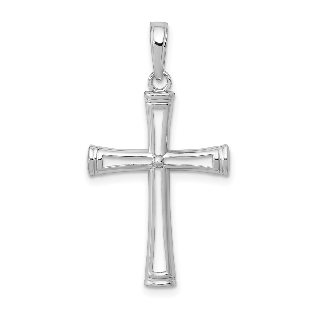 10K White Gold Polished and Cut-Out Cross (10K8421W)