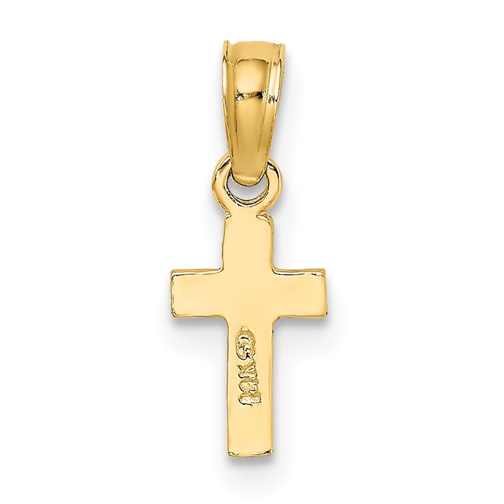 10K Polished and Engraved Mini Cross Charm (10K8424)