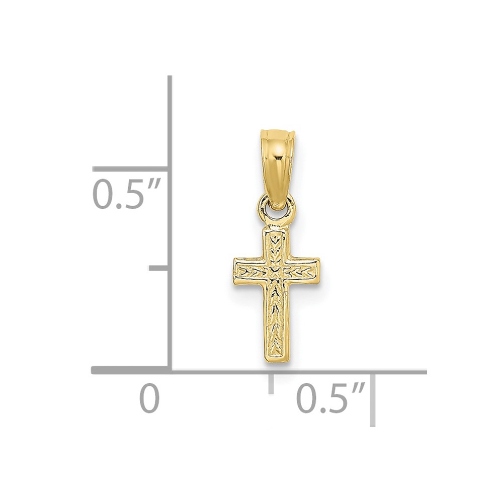 10K Polished and Engraved Mini Cross Charm (10K8424)