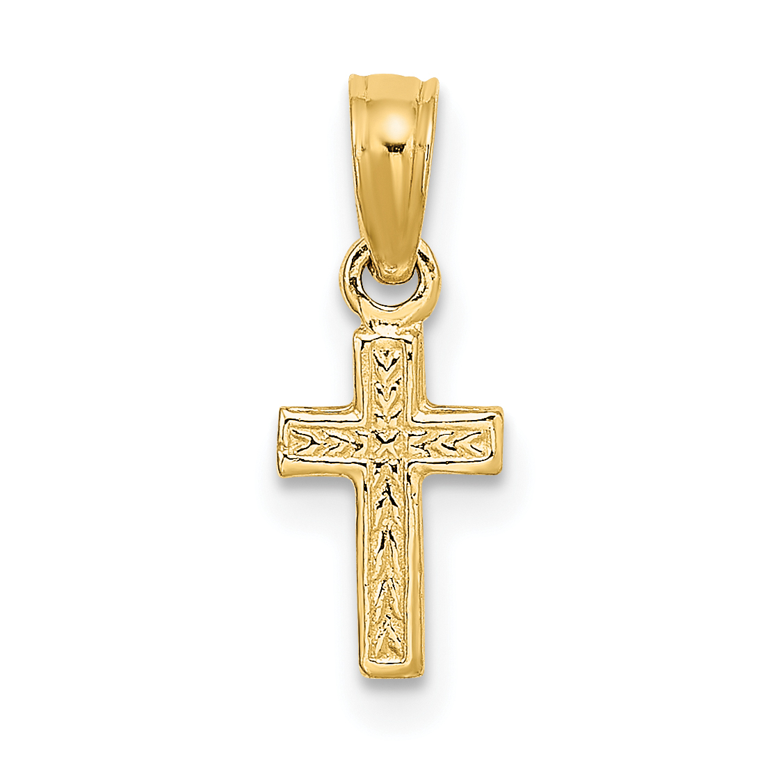 10K Polished and Engraved Mini Cross Charm (10K8424)
