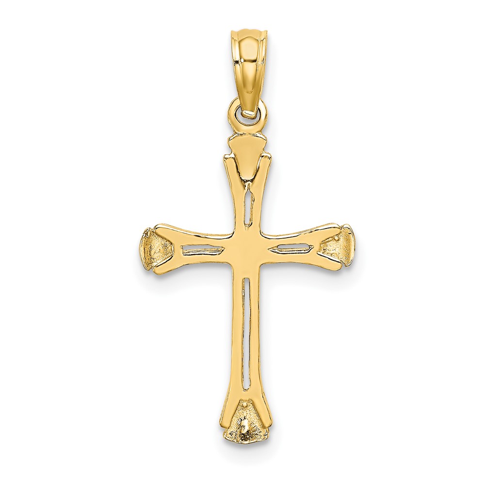 10K Polished Beveled Cut-out Cross Pendant (10K8430)