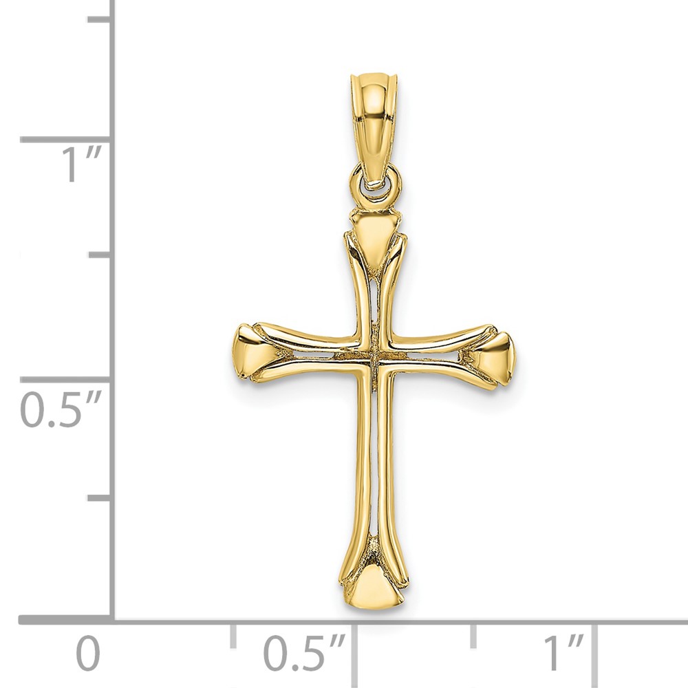 10K Polished Beveled Cut-out Cross Pendant (10K8430)