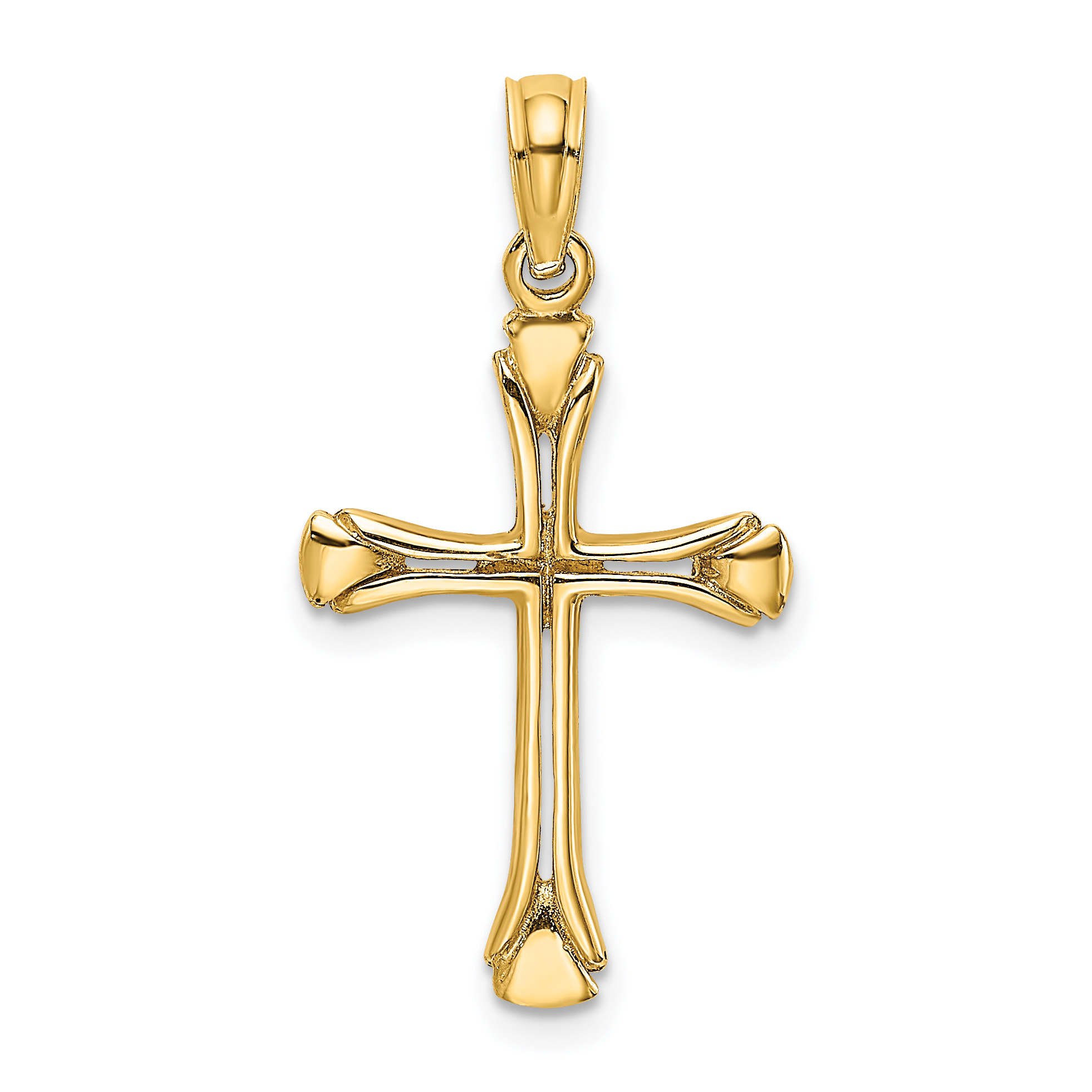10K Polished Beveled Cut-out Cross Pendant (10K8430)