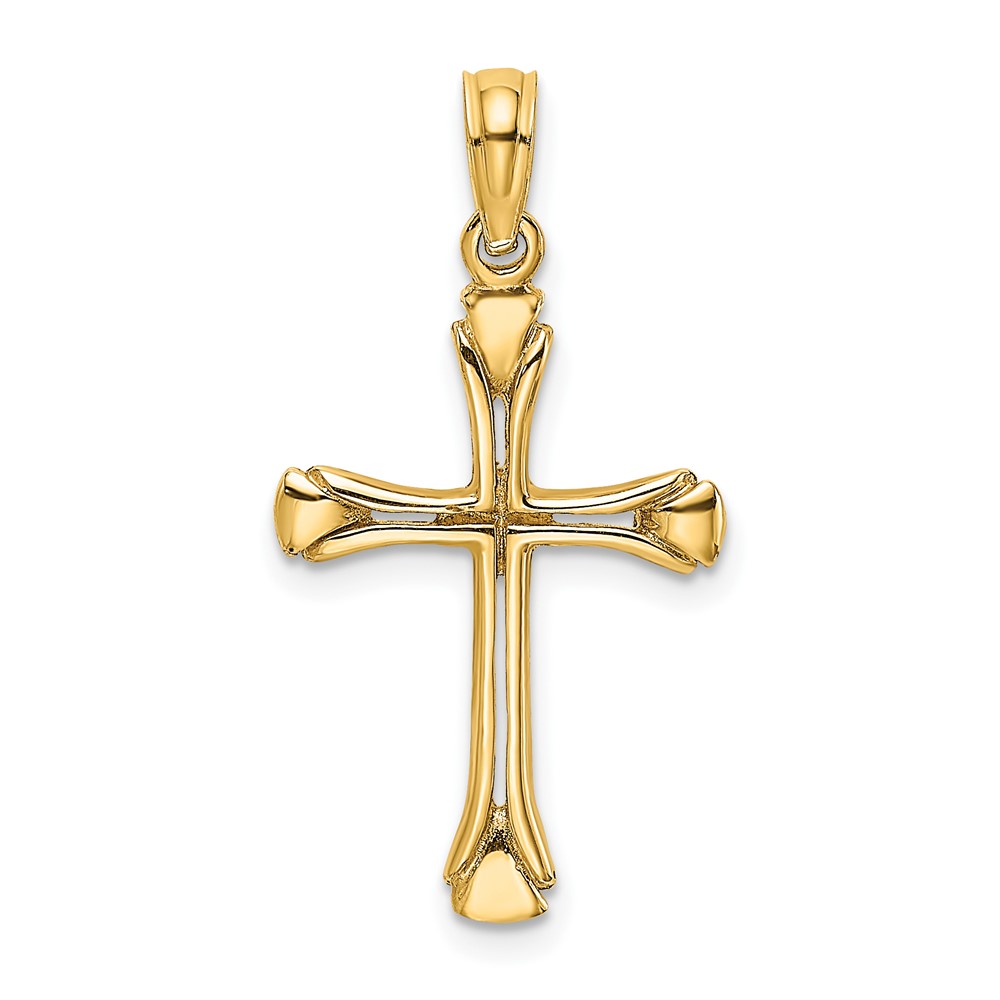 10K Polished Beveled Cut-out Cross Pendant (10K8430)