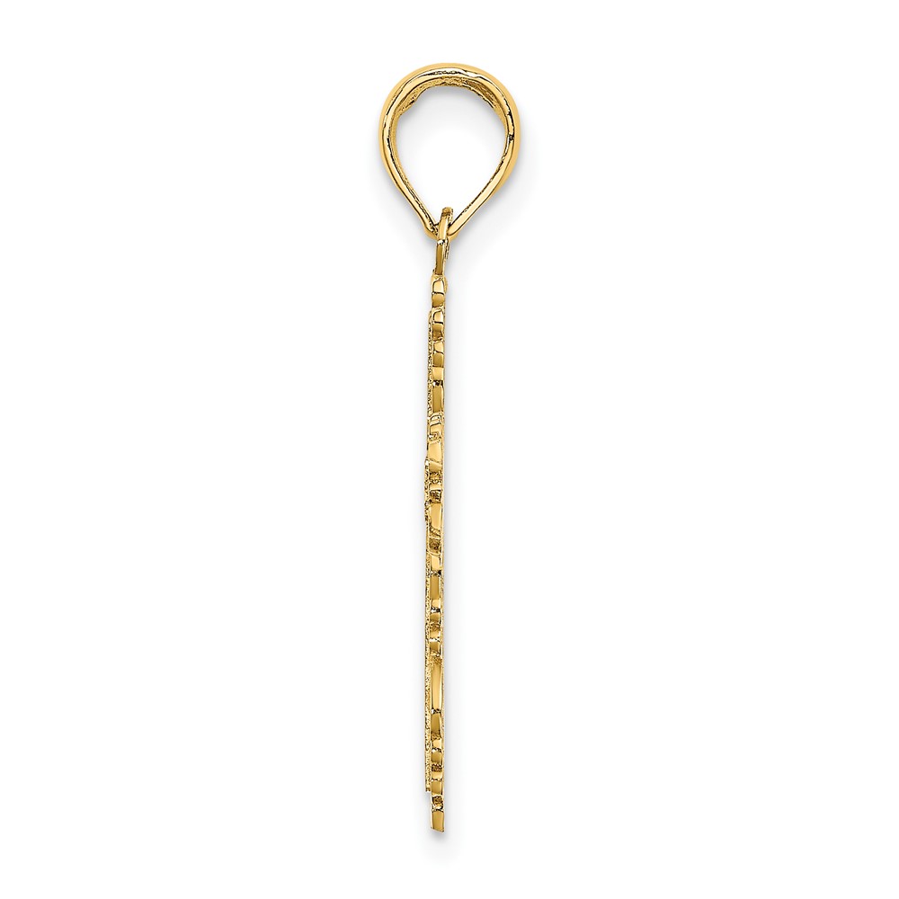 10K Textured w/ Lace Trim Cross Charm (10K8431)