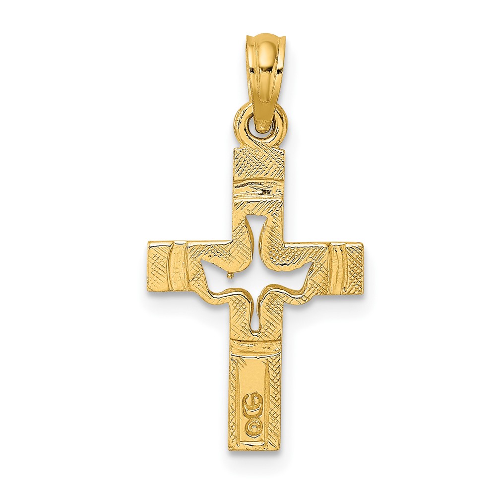 10K Dove In Cross Charm (10K8432)
