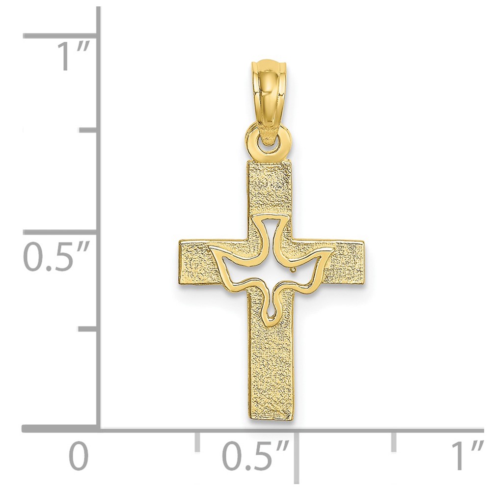 10K Dove In Cross Charm (10K8432)