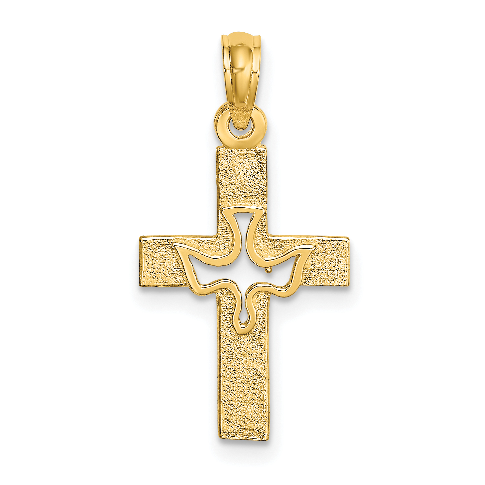 10K Dove In Cross Charm (10K8432)