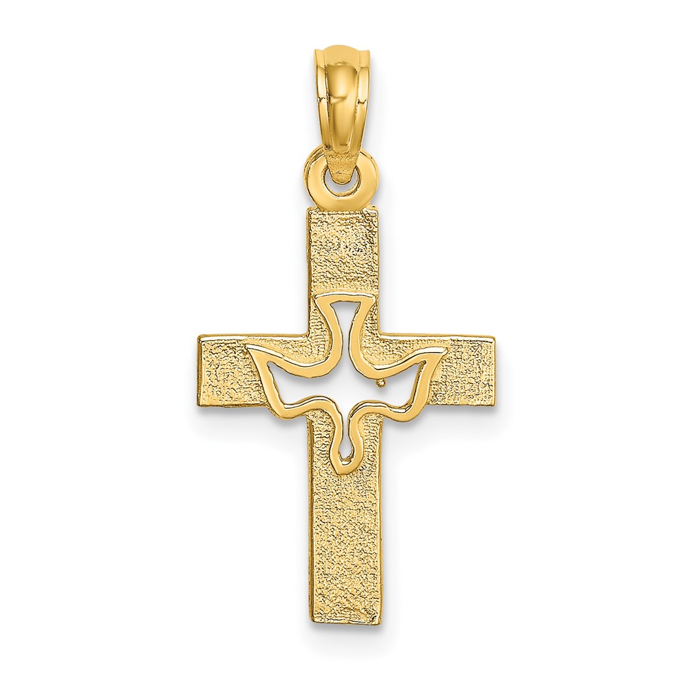 10K Dove In Cross Charm (10K8432)