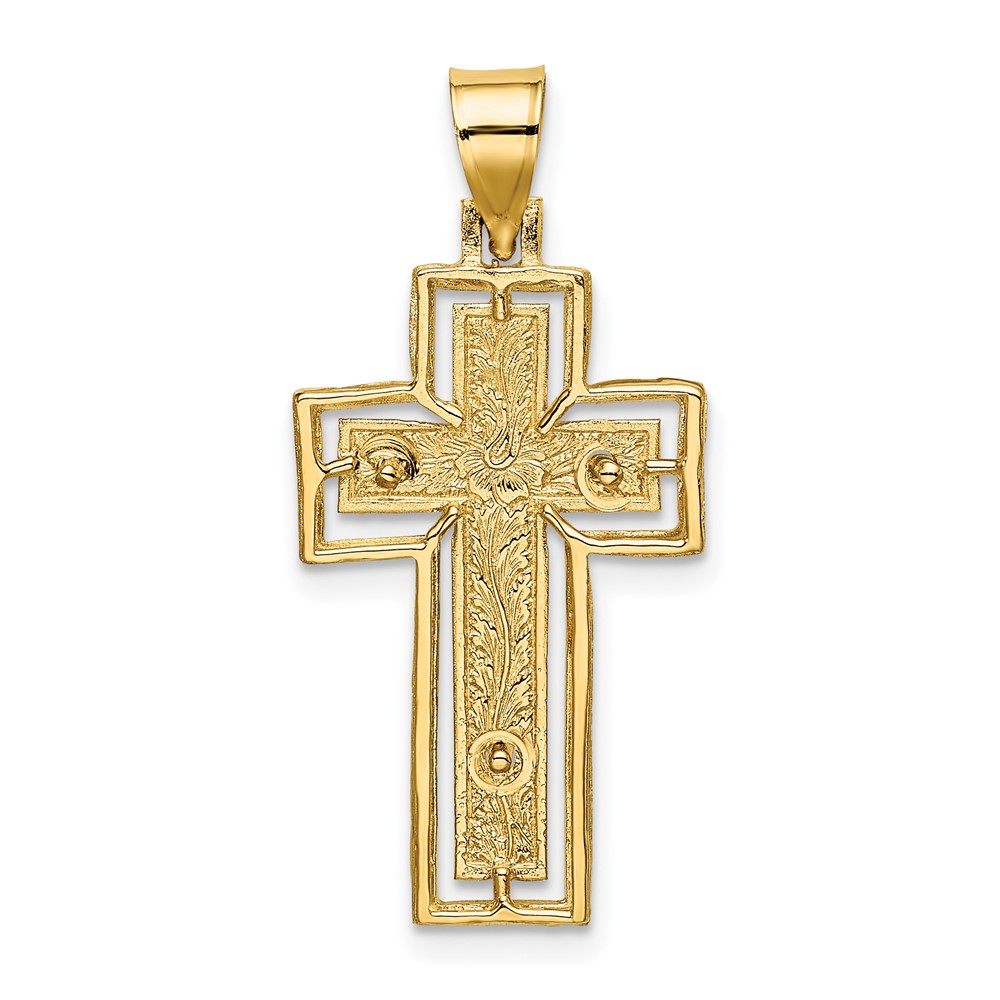 10K Textured Crucifix w/ Frame Charm (10K8438)