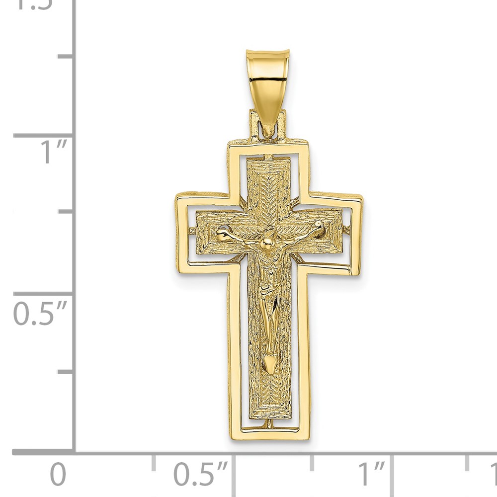 10K Textured Crucifix w/ Frame Charm (10K8438)