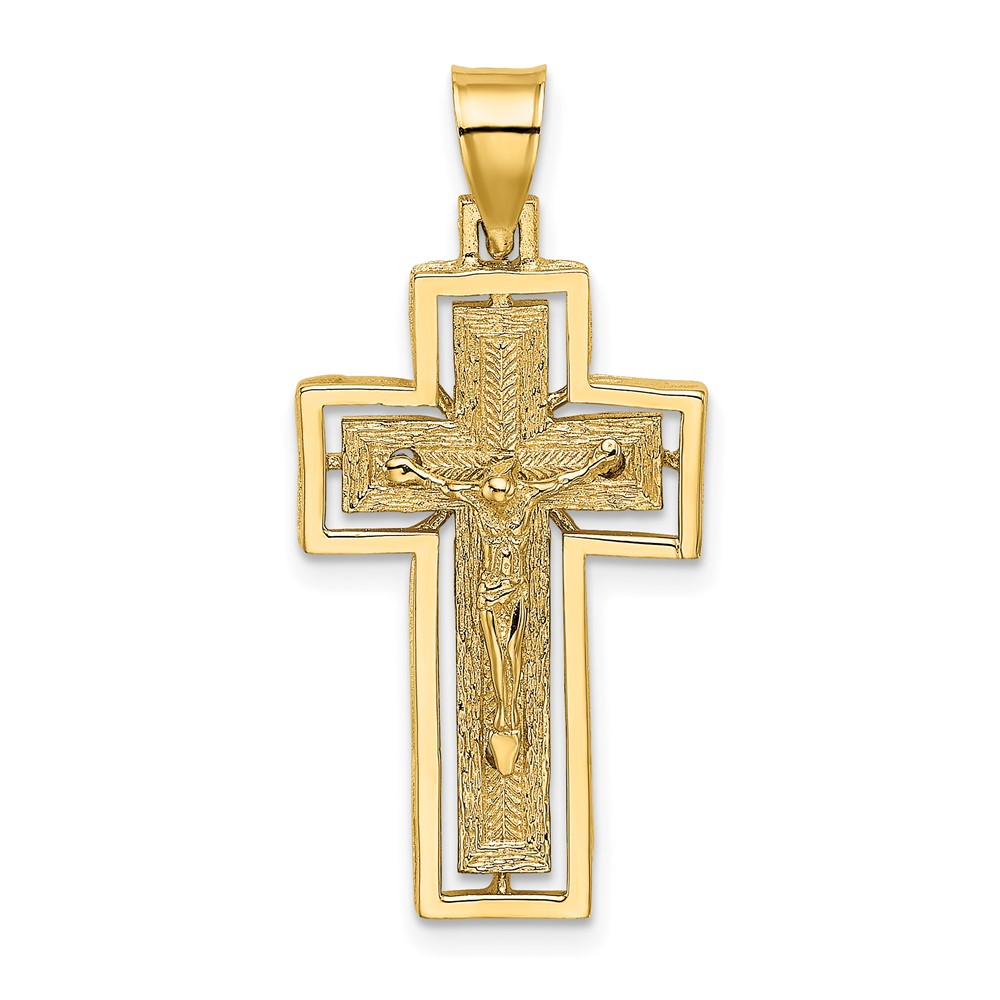 10K Textured Crucifix w/ Frame Charm (10K8438)