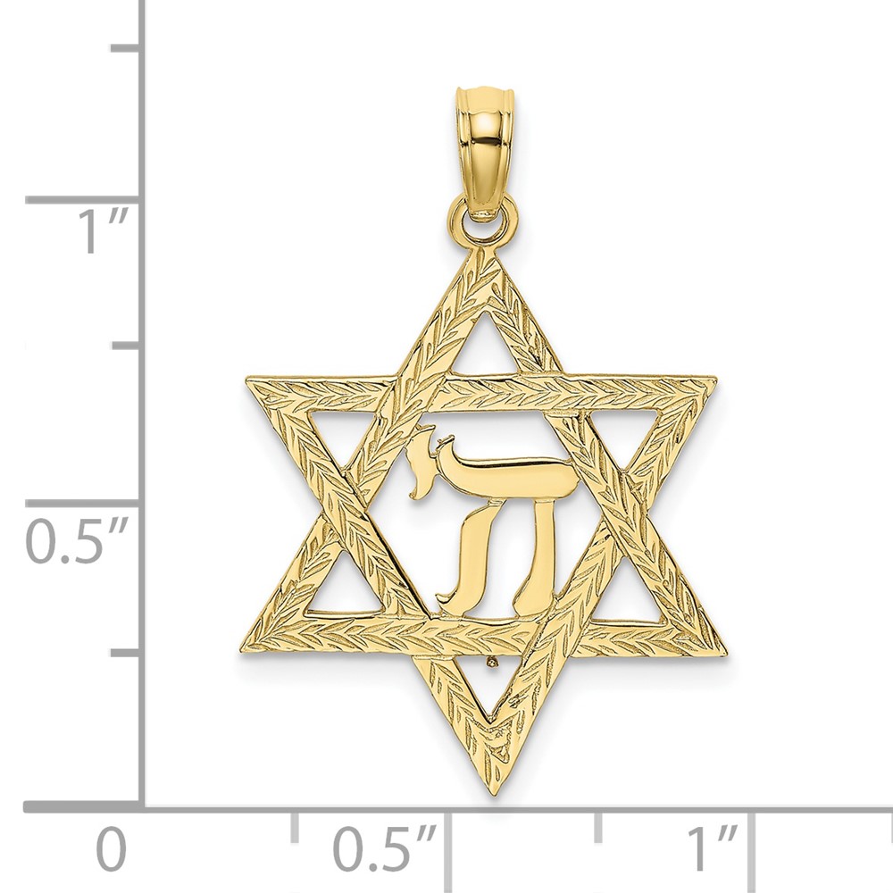 10K Star of David W/ Chai Center  Charm (10K8448)