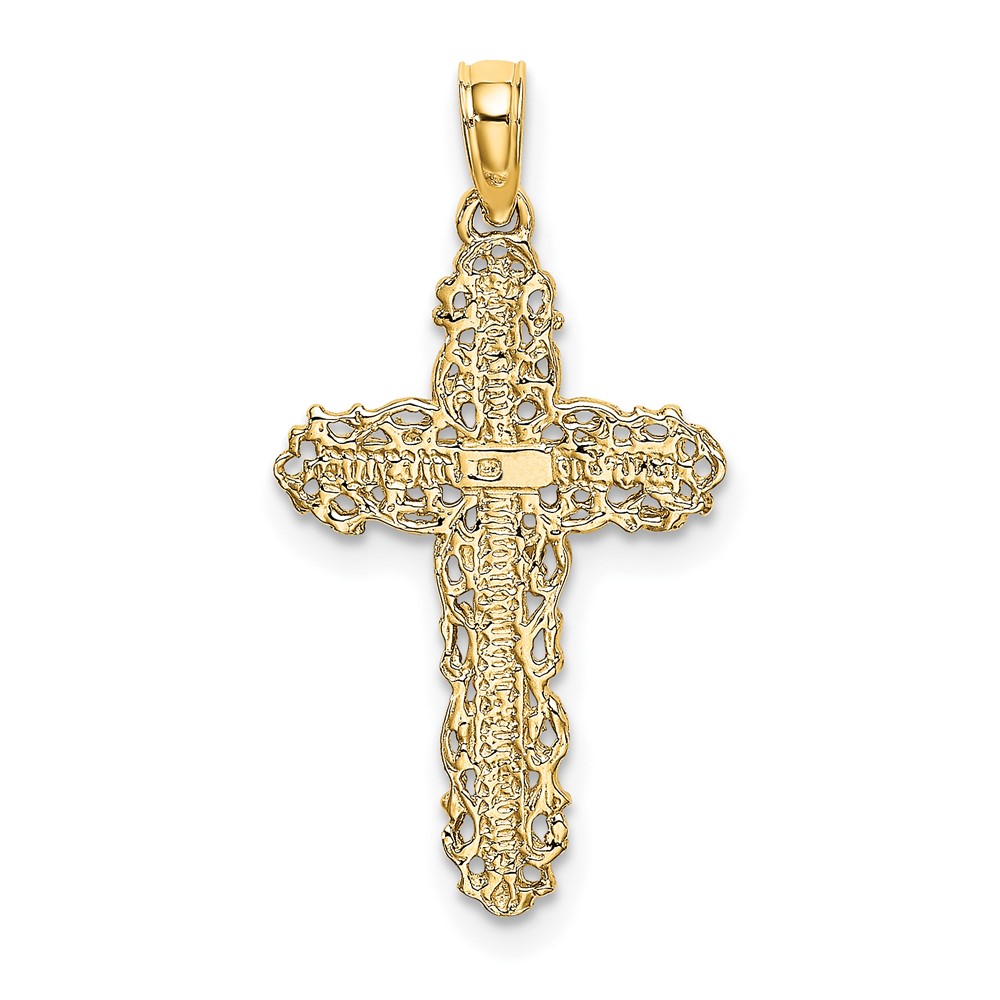 10K Cross w/ Filigree Lace Trim Charm (10K8454)