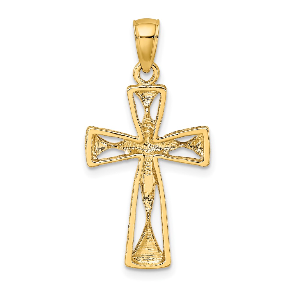 10K Polished Cut-Out Design Cross Charm (10K8460)