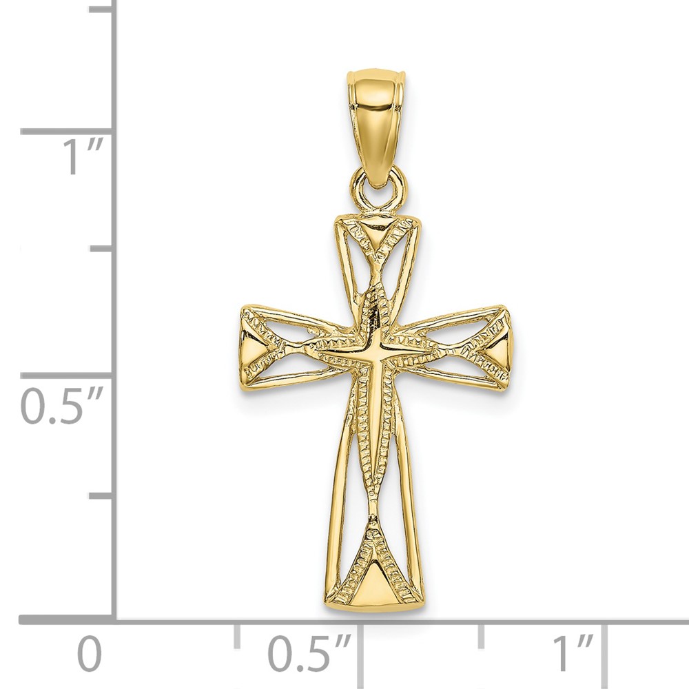 10K Polished Cut-Out Design Cross Charm (10K8460)