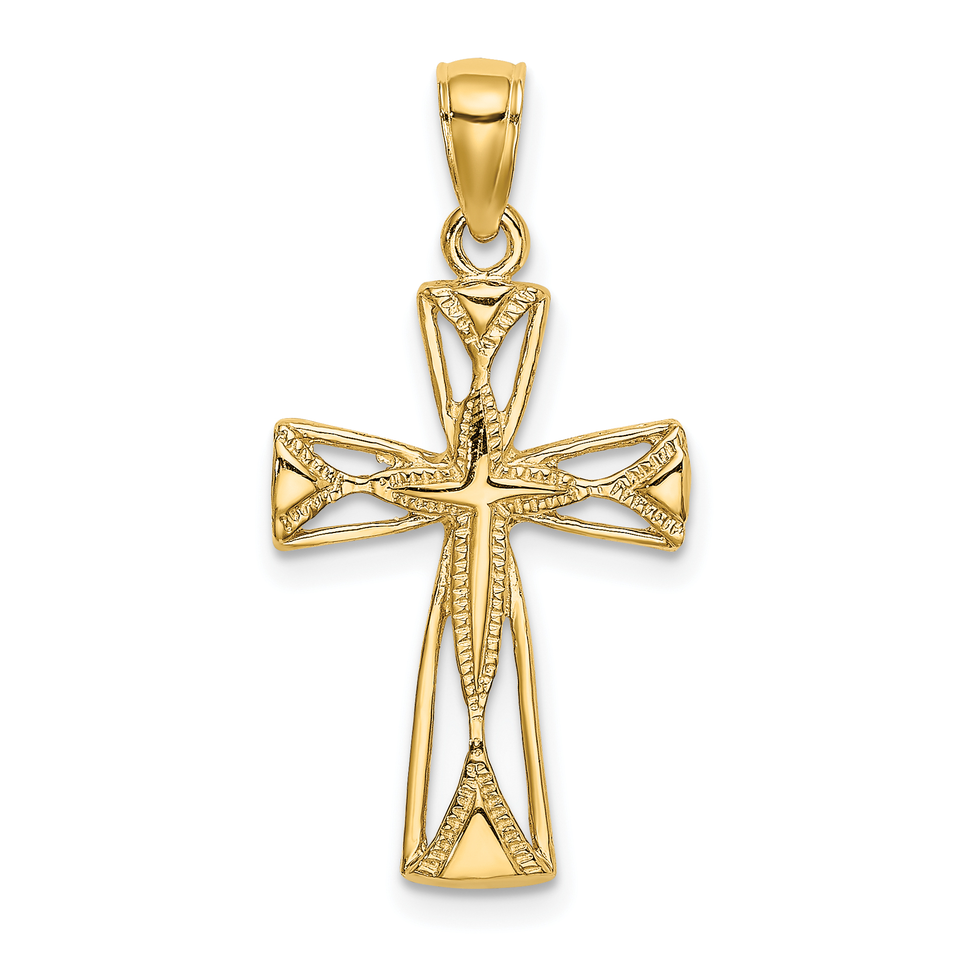 10K Polished Cut-Out Design Cross Charm (10K8460)
