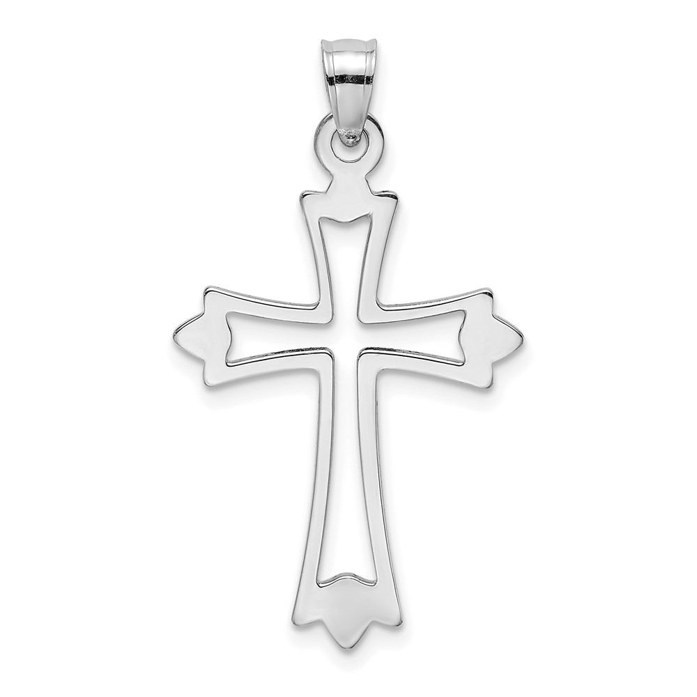 10K White Gold Polished  Cut-Out Cross Charm (10K8482W)