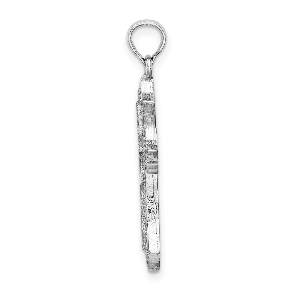10K White Gold Beaded Cross Charm (10K8484W)