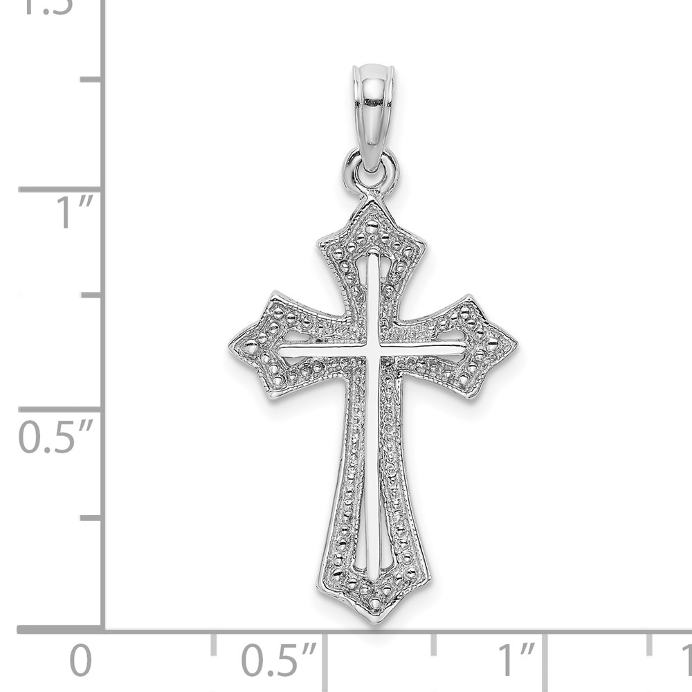 10K White Gold Beaded Cross Charm (10K8484W)