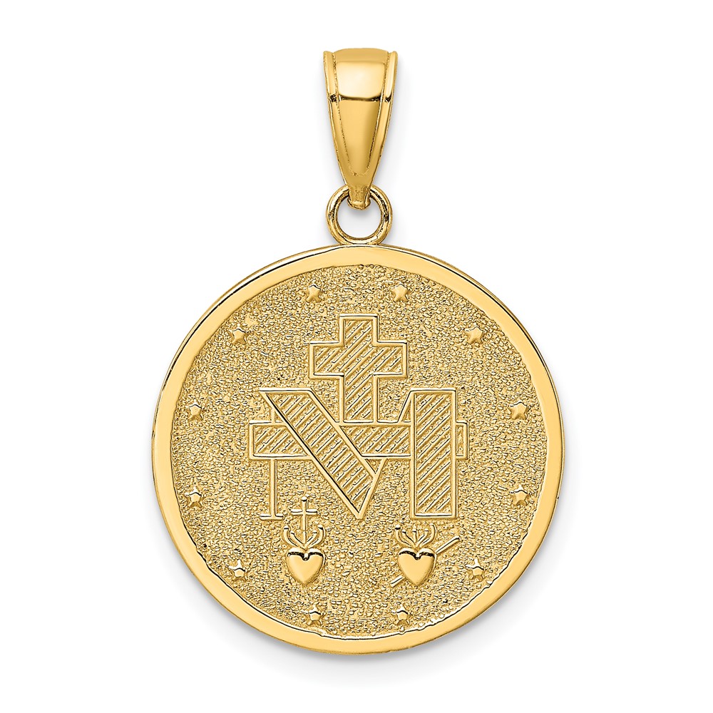 10K Polished and Satin Miraculous Medal Charm (10K8487)