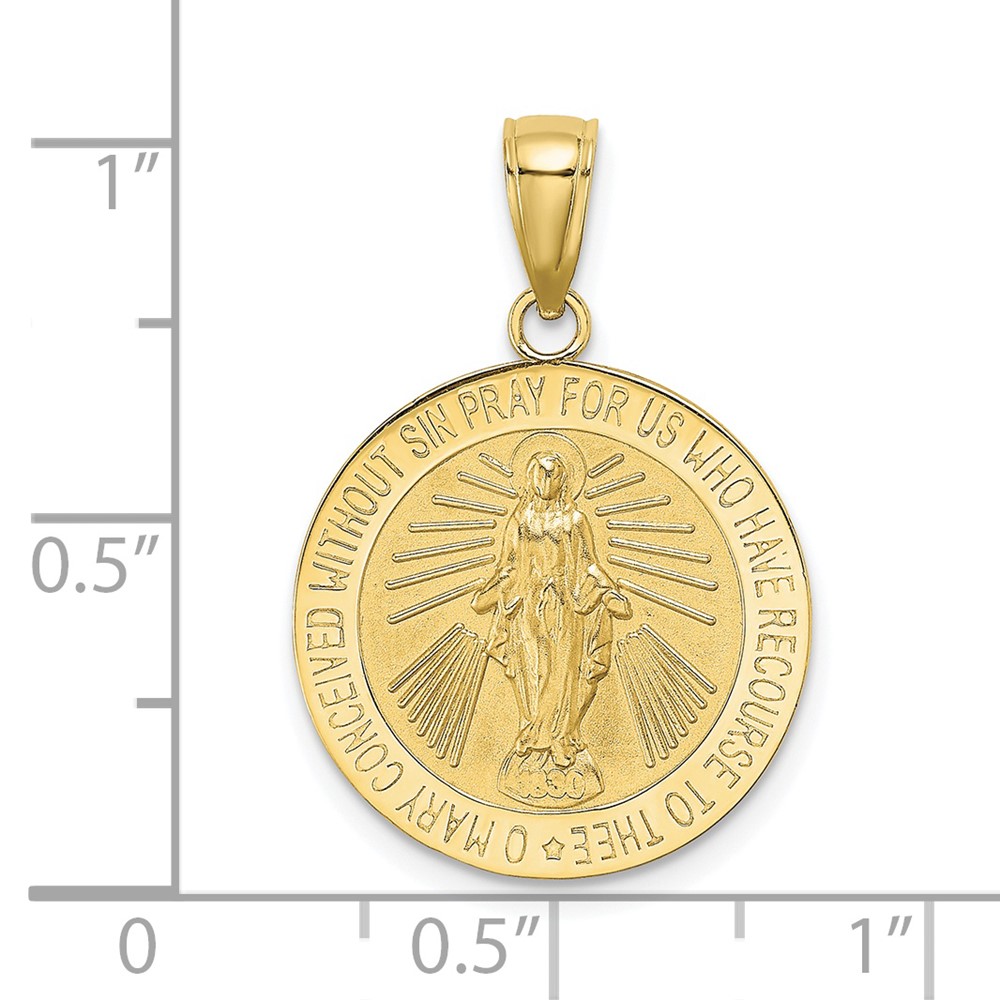 10K Polished and Satin Miraculous Medal Charm (10K8487)
