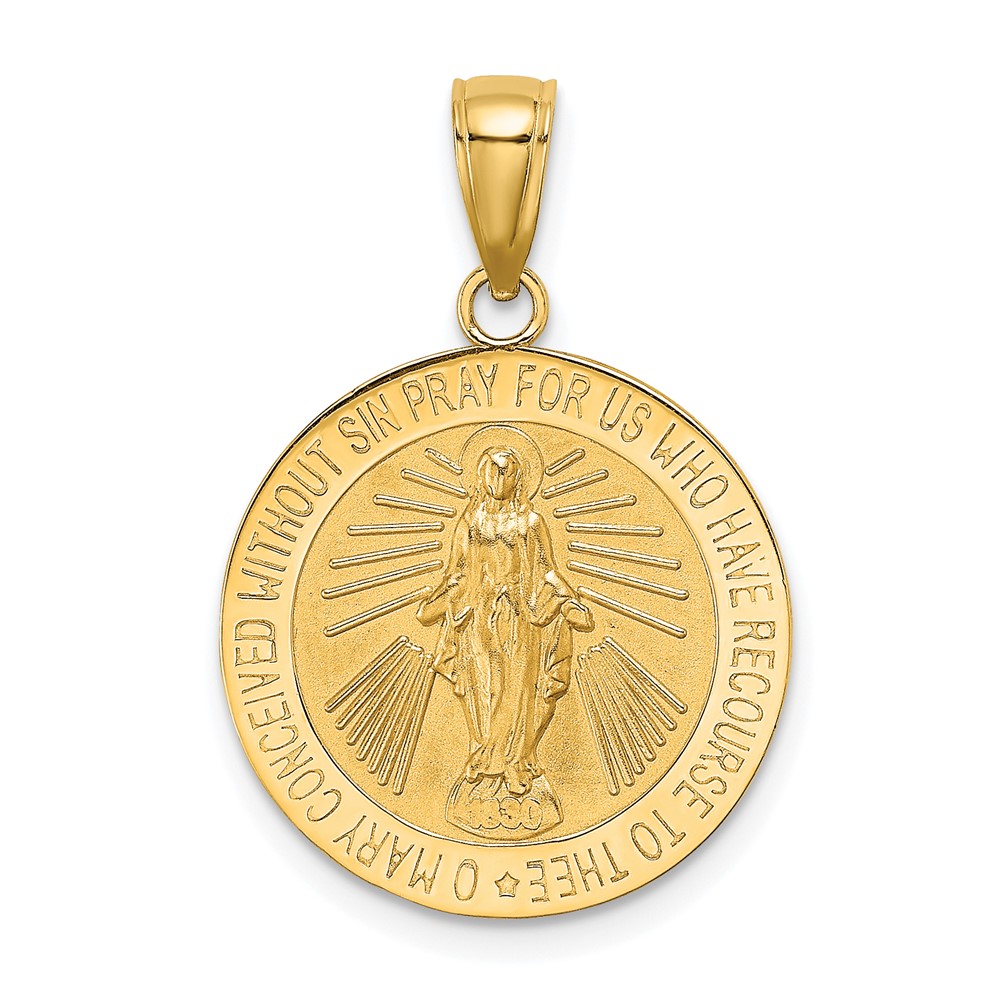 10K Polished and Satin Miraculous Medal Charm (10K8487)