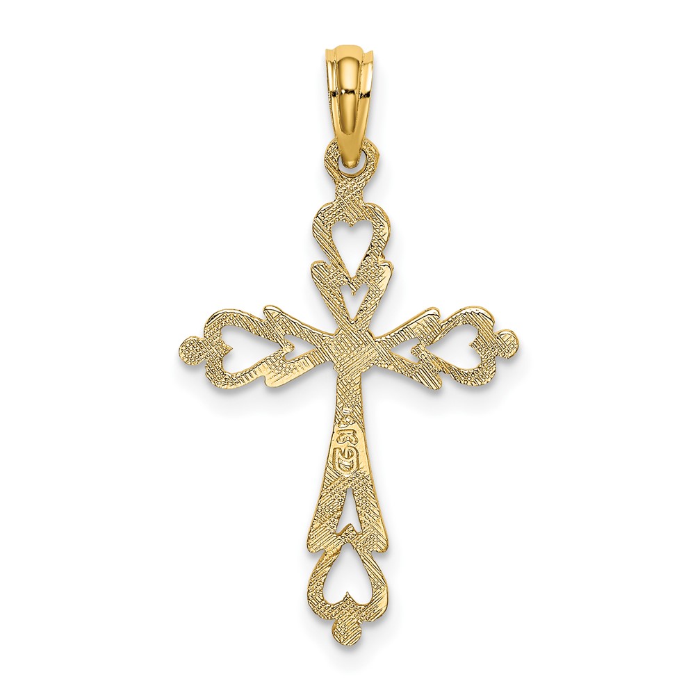 10K Cross Cut-Out w/ Heart Ends Charm (10K8489)